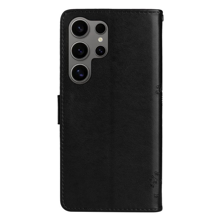 For Samsung Galaxy S25 Ultra 5G Tree & Cat Embossed Pattern Flip Leather Phone Case(Black) - free shipping - PMC Jewellery - Order now!
