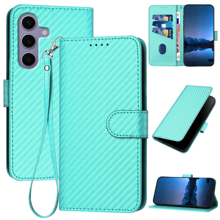 For Samsung Galaxy S25 5G YX0070 Carbon Fiber Buckle Leather Phone Case with Lanyard(Light Blue) - Galaxy S25 5G Cases by PMC Jewellery | Online Shopping South Africa | PMC Jewellery | Buy Now Pay Later Mobicred