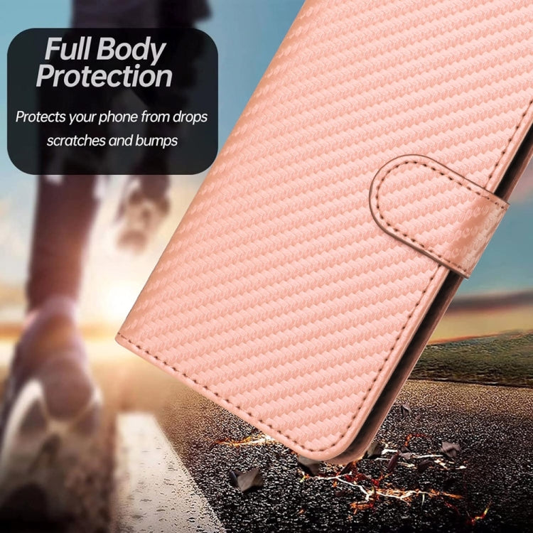 For Samsung Galaxy S25 5G YX0070 Carbon Fiber Buckle Leather Phone Case with Lanyard(Pink) - Galaxy S25 5G Cases by PMC Jewellery | Online Shopping South Africa | PMC Jewellery | Buy Now Pay Later Mobicred