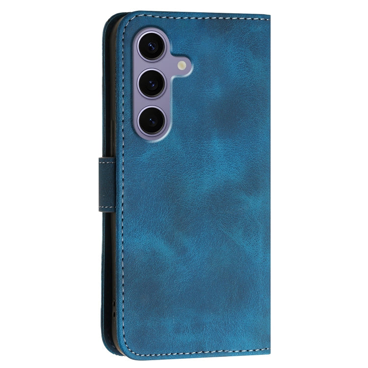 For Samsung Galaxy S25 5G YX0080 Grid Butterfly Embossed Pattern Flip Leather Phone Case with Lanyard(Dark Blue) - Galaxy S25 5G Cases by PMC Jewellery | Online Shopping South Africa | PMC Jewellery | Buy Now Pay Later Mobicred