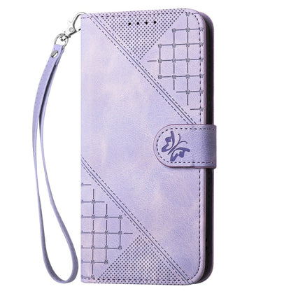 For Samsung Galaxy S25 5G YX0080 Grid Butterfly Embossed Pattern Flip Leather Phone Case with Lanyard(Light Purple) - Galaxy S25 5G Cases by PMC Jewellery | Online Shopping South Africa | PMC Jewellery | Buy Now Pay Later Mobicred