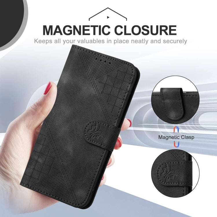 For Samsung Galaxy S25+ 5G YX0080 Grid Butterfly Embossed Pattern Flip Leather Phone Case with Lanyard(Black) - Galaxy S25+ 5G Cases by PMC Jewellery | Online Shopping South Africa | PMC Jewellery | Buy Now Pay Later Mobicred