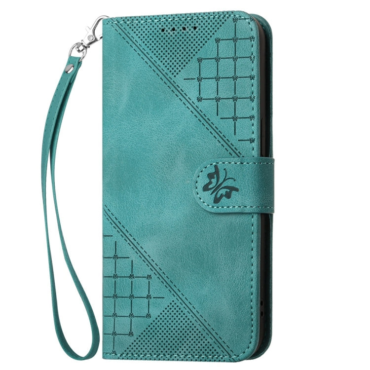 For Samsung Galaxy S25+ 5G YX0080 Grid Butterfly Embossed Pattern Flip Leather Phone Case with Lanyard(Light Blue) - Galaxy S25+ 5G Cases by PMC Jewellery | Online Shopping South Africa | PMC Jewellery | Buy Now Pay Later Mobicred