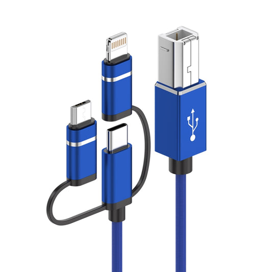 3 in 1 8 Pin, Type-C, Micro USB to USB-B MIDI Instruments Printer Cable, Length: 1m, Length:1m(Blue) - Multifunction Cable by PMC Jewellery | Online Shopping South Africa | PMC Jewellery | Buy Now Pay Later Mobicred