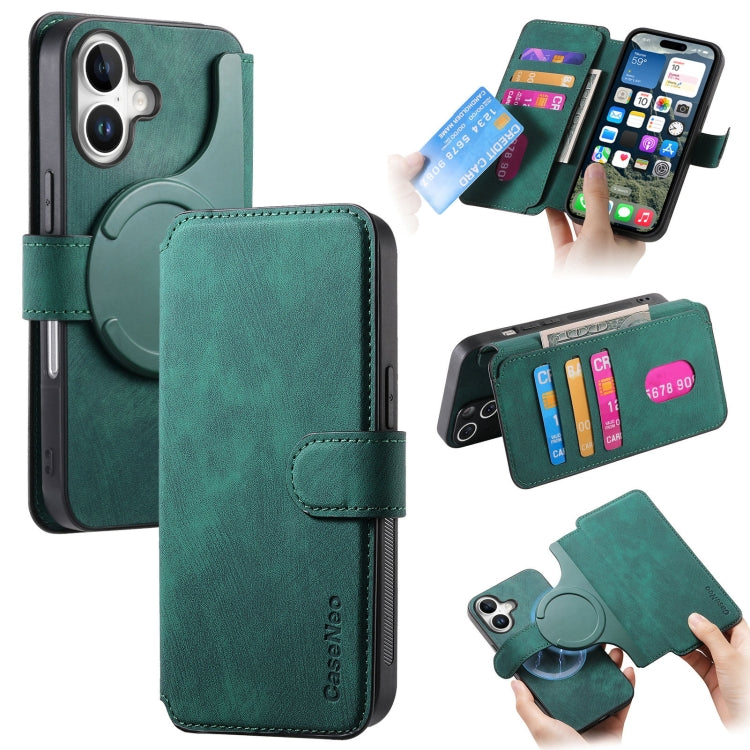 For iPhone 16 CaseNeo MagSafe RFID Anti-theft Retro Leather Phone Case(Green) - iPhone 16 Cases by CaseNeo | Online Shopping South Africa | PMC Jewellery | Buy Now Pay Later Mobicred