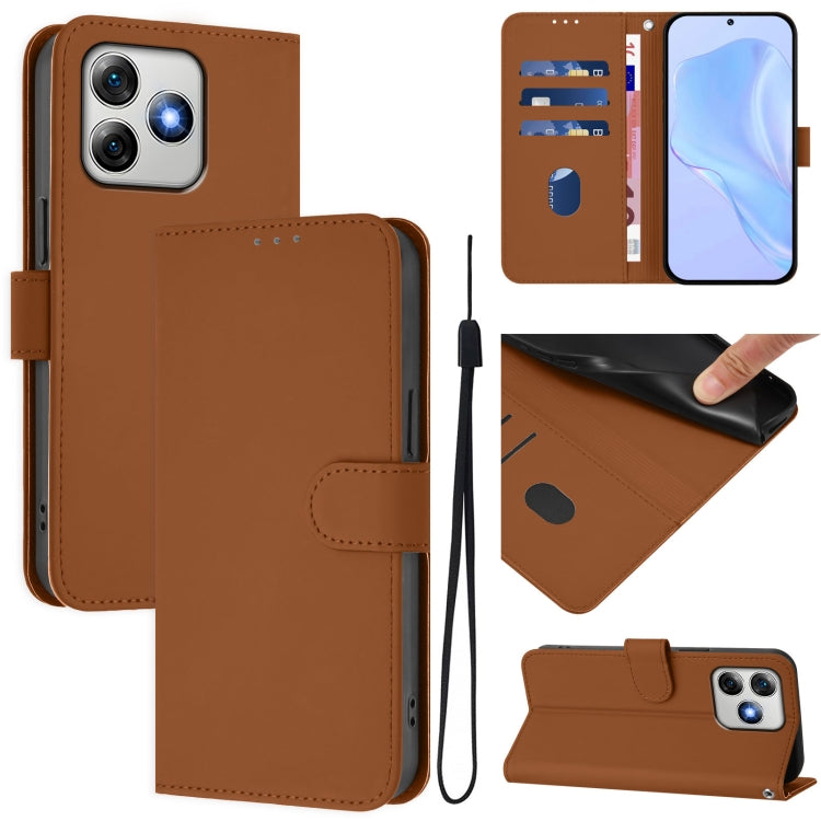 For Ulefone Note 18 Ultra Skin Feel Solid Color Leather Phone Case with Lanyard(Brown) - Ulefone Cases by PMC Jewellery | Online Shopping South Africa | PMC Jewellery | Buy Now Pay Later Mobicred