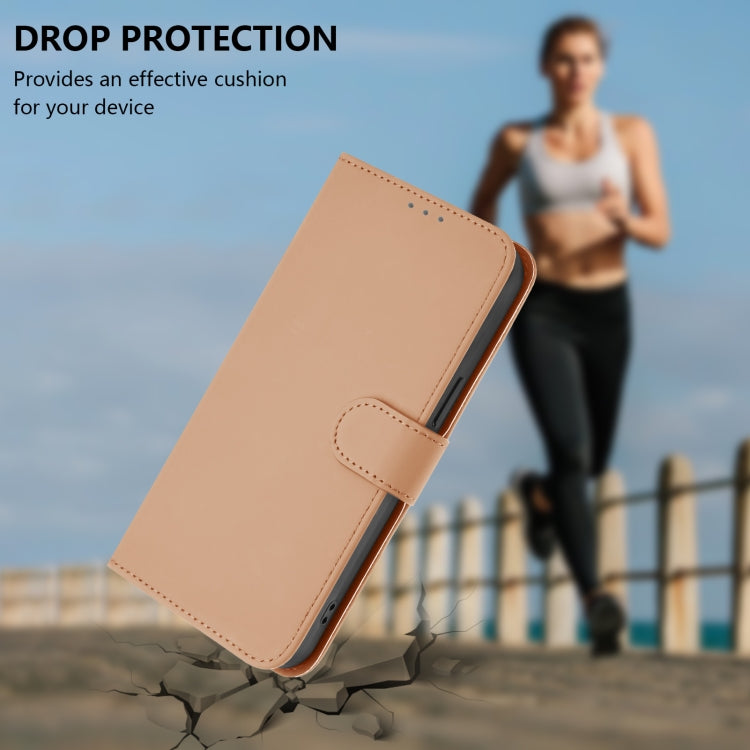 For iPhone 16e Skin Feel Solid Color Leather Phone Case with Lanyard(Nude) - iPhone 16e Cases by PMC TechLife | Online Shopping South Africa | PMC TechLife | Buy Now Pay Later Mobicred