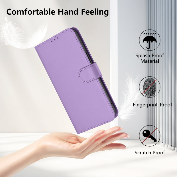 For iPhone 16e Skin Feel Solid Color Leather Phone Case with Lanyard(Lavender Purple) - iPhone 16e Cases by PMC TechLife | Online Shopping South Africa | PMC TechLife | Buy Now Pay Later Mobicred