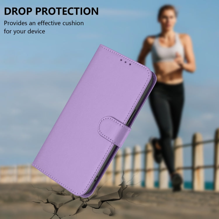 For iPhone 16e Skin Feel Solid Color Leather Phone Case with Lanyard(Lavender Purple) - iPhone 16e Cases by PMC TechLife | Online Shopping South Africa | PMC TechLife | Buy Now Pay Later Mobicred