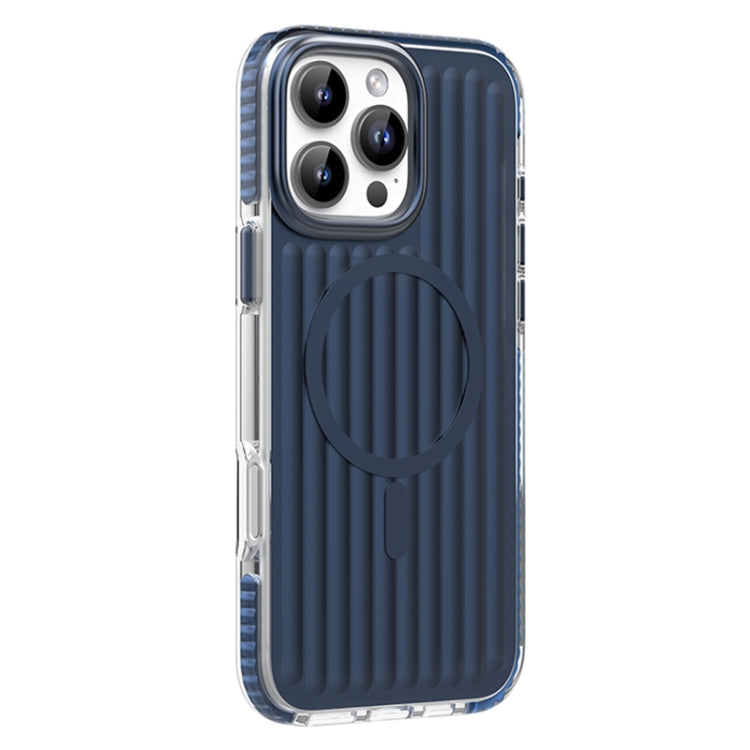 For iPhone 16 Pro Mutural Corrugated Texture Magsafe Magnetic Shockproof Phone Case(Blue) - iPhone 16 Pro Cases by Mutural | Online Shopping South Africa | PMC Jewellery | Buy Now Pay Later Mobicred