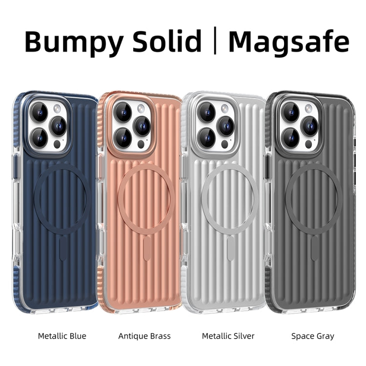 For iPhone 16 Pro Mutural Corrugated Texture Magsafe Magnetic Shockproof Phone Case(Antique Brass) - iPhone 16 Pro Cases by Mutural | Online Shopping South Africa | PMC Jewellery | Buy Now Pay Later Mobicred