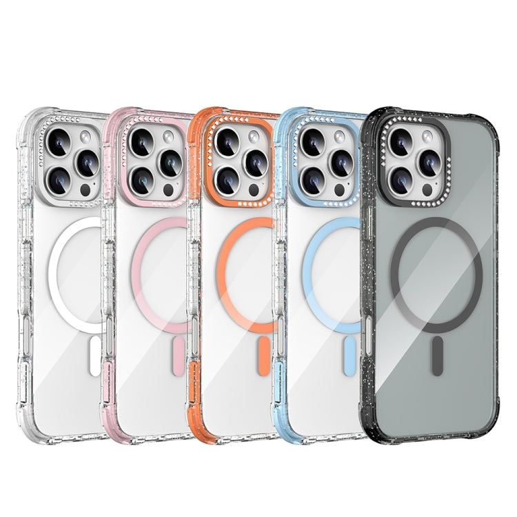 For iPhone 16 Mutural Blink Series Glitter Edge MagSafe Magnetic Phone Case(Orange) - iPhone 16 Cases by Mutural | Online Shopping South Africa | PMC Jewellery | Buy Now Pay Later Mobicred