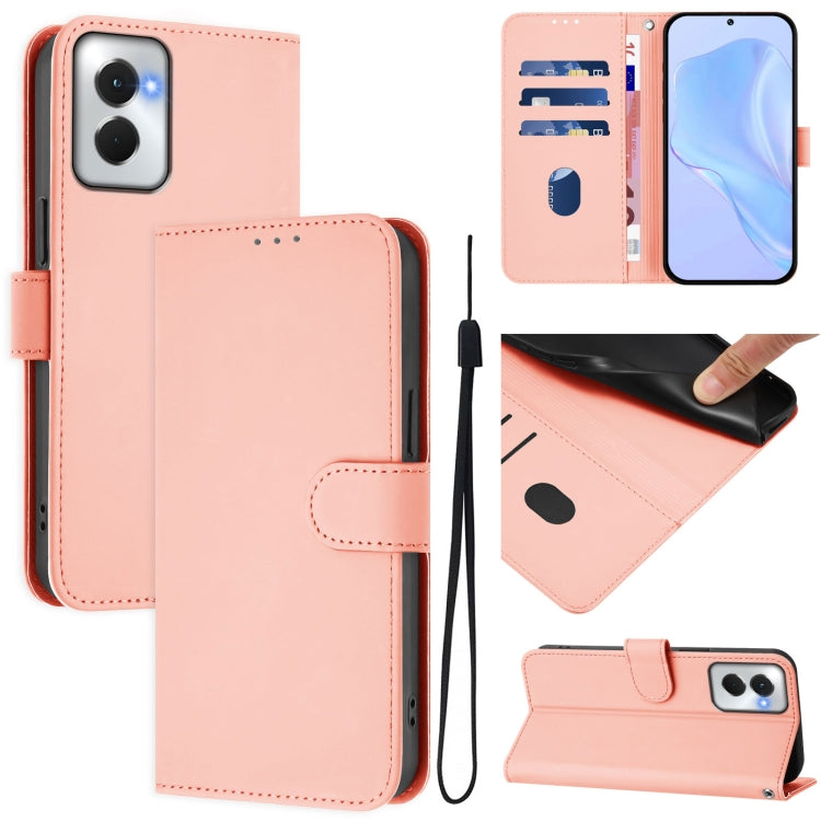 For Motorola Moto G Power 5G 2024 Skin Feel Solid Color Leather Phone Case with Lanyard(Pink) - Motorola Cases by PMC Jewellery | Online Shopping South Africa | PMC Jewellery | Buy Now Pay Later Mobicred