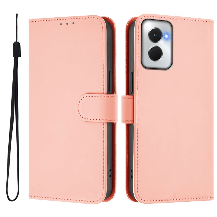 For Motorola Moto G Power 5G 2024 Skin Feel Solid Color Leather Phone Case with Lanyard(Pink) - Motorola Cases by PMC Jewellery | Online Shopping South Africa | PMC Jewellery | Buy Now Pay Later Mobicred