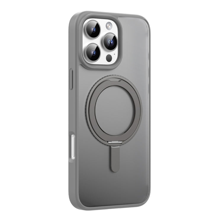 For iPhone 16 Pro Mutural Armor Series MagSafe Magnetic Holder Phone Case(Grey) - iPhone 16 Pro Cases by Mutural | Online Shopping South Africa | PMC Jewellery | Buy Now Pay Later Mobicred