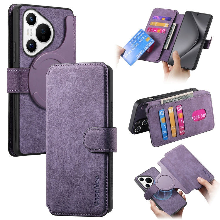 For Huawei Pura 70 CaseNeo MagSafe RFID Anti-theft Retro Leather Phone Case(Purple) - Huawei Cases by CaseNeo | Online Shopping South Africa | PMC Jewellery | Buy Now Pay Later Mobicred