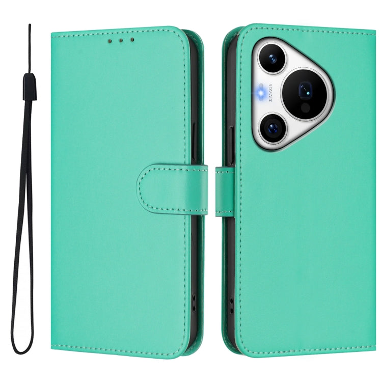 For Huawei Pura 70 Pro / 70 Pro+ Skin Feel Solid Color Leather Phone Case with Lanyard(Green) - Huawei Cases by PMC Jewellery | Online Shopping South Africa | PMC Jewellery | Buy Now Pay Later Mobicred