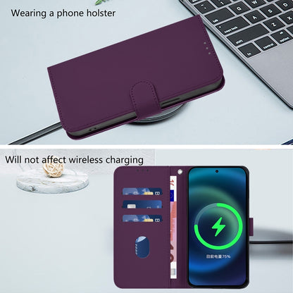 For Samsung Galaxy S25 5G Skin Feel Solid Color Leather Phone Case with Lanyard(Violet) - Galaxy S25 5G Cases by PMC Jewellery | Online Shopping South Africa | PMC Jewellery | Buy Now Pay Later Mobicred