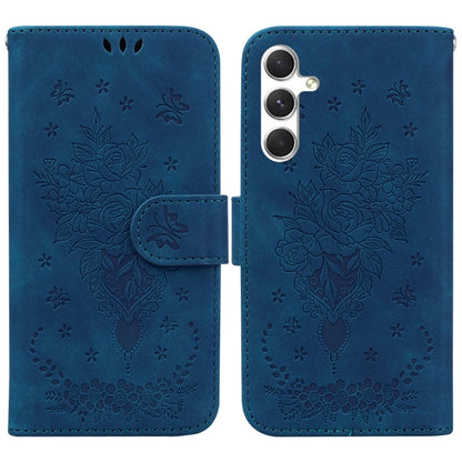 For Samsung Galaxy S25 5G Butterfly Rose Embossed Leather Phone Case(Blue) - Galaxy S25 5G Cases by PMC Jewellery | Online Shopping South Africa | PMC Jewellery | Buy Now Pay Later Mobicred