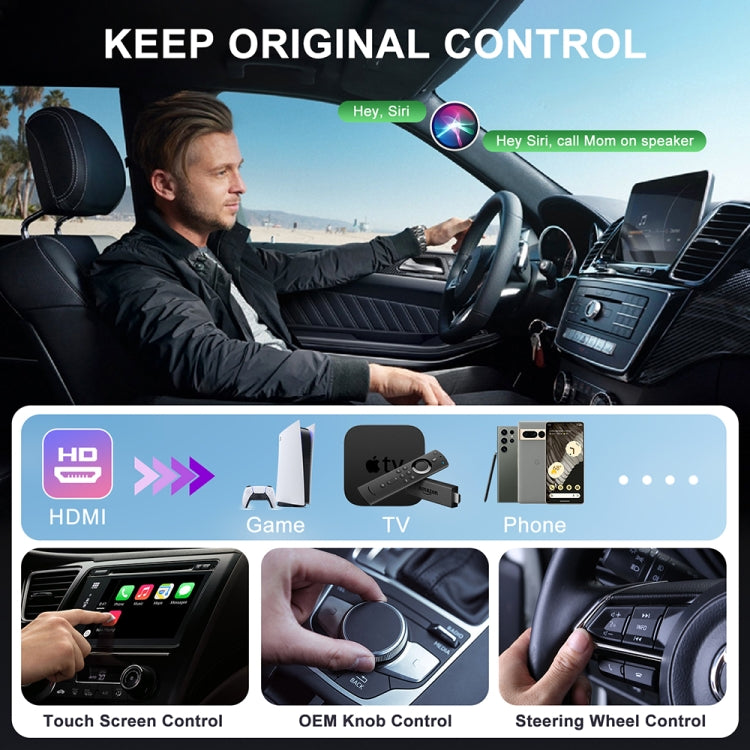 USB and HDMI Wired to Wireless CarPlay Auto Adapter, Specification:Round(Carbon Fiber) - Bluetooth Adapters by PMC Jewellery | Online Shopping South Africa | PMC Jewellery | Buy Now Pay Later Mobicred