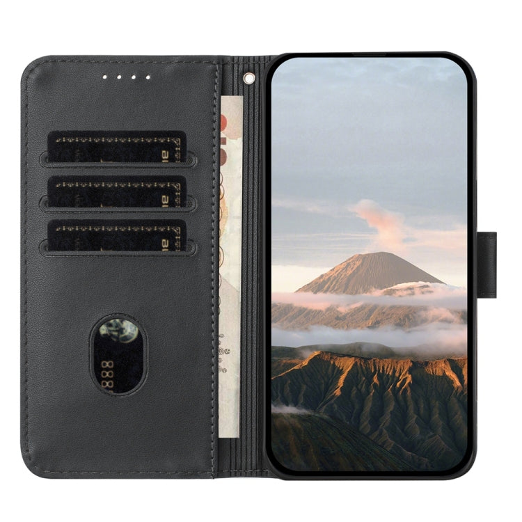 For iPhone 16e Triangle Pattern Buckle Clasp Leather Phone Case(Black) - iPhone 16e Cases by PMC TechLife | Online Shopping South Africa | PMC TechLife | Buy Now Pay Later Mobicred