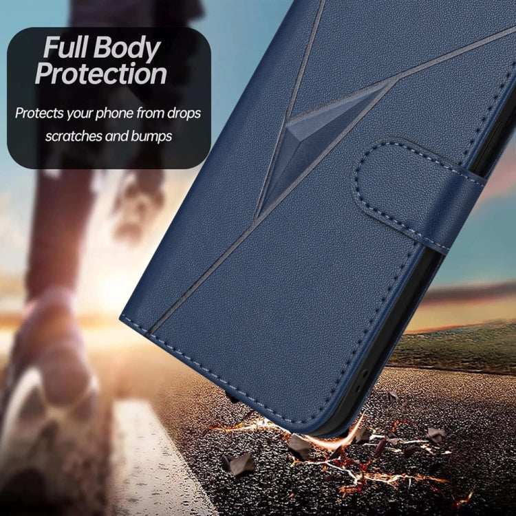 For iPhone 16e Triangle Pattern Buckle Clasp Leather Phone Case(Royal Blue) - free shipping - PMC TechLife - Order now!