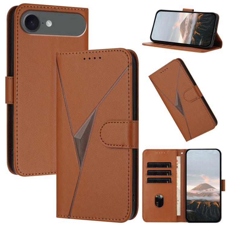 For iPhone 17 Air Triangle Pattern Buckle Clasp Leather Phone Case(Brown) - free shipping - PMc TechLife - Order now!