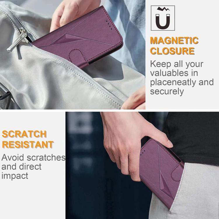 For iPhone 17 Pro Triangle Pattern Buckle Clasp Leather Phone Case(Dark Purple) - free shipping - PMc TechLife - Order now!