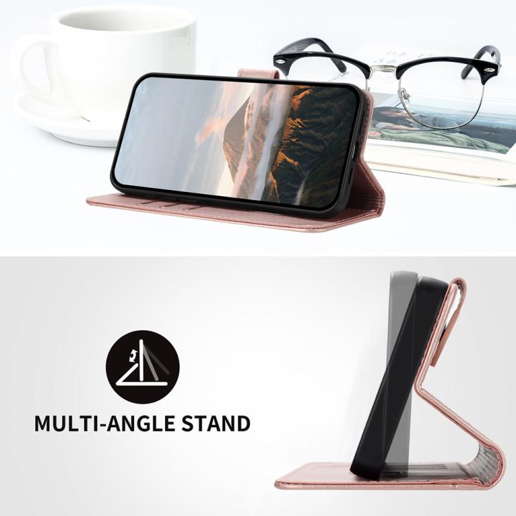 For iPhone 17 Pro Triangle Pattern Buckle Clasp Leather Phone Case(Rose Gold) - free shipping - PMc TechLife - Order now!