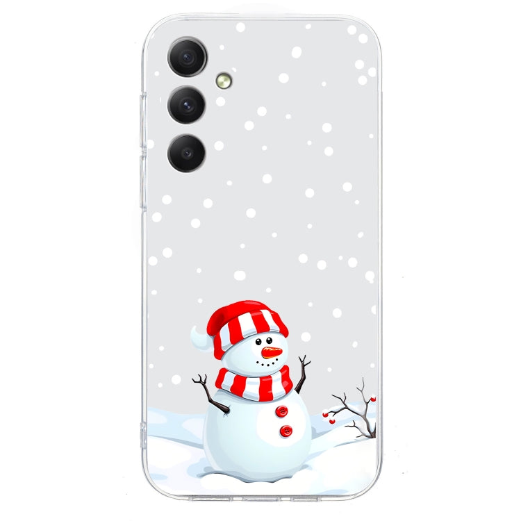 For Samsung Galaxy S25 5G Christmas Painted Pattern TPU Transparent Phone Case(Snowman) - Galaxy S25 5G Cases by PMC Jewellery | Online Shopping South Africa | PMC Jewellery | Buy Now Pay Later Mobicred