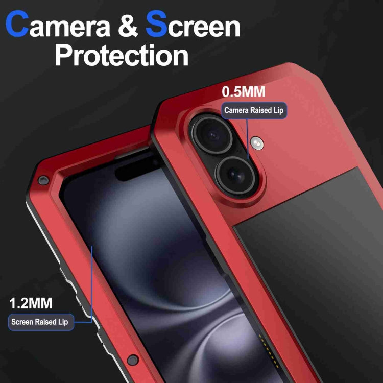 For iPhone 16 RedPepper Triple-proof Metal Phone Case(Red) - iPhone 16 Cases by RedPepper | Online Shopping South Africa | PMC Jewellery | Buy Now Pay Later Mobicred