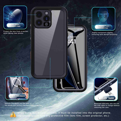 For iPhone 16 Pro Max RedPepper Transparent Dot IP68 Waterproof Triple-proof Phone Case(Black Dark Grey) - iPhone 16 Pro Max Cases by RedPepper | Online Shopping South Africa | PMC Jewellery | Buy Now Pay Later Mobicred