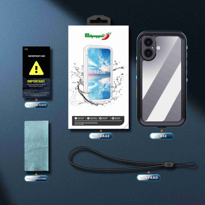 For iPhone 16 Plus RedPepper Transparent Dot IP68 Waterproof Triple-proof Phone Case(Black Blue) - iPhone 16 Plus Cases by RedPepper | Online Shopping South Africa | PMC Jewellery | Buy Now Pay Later Mobicred