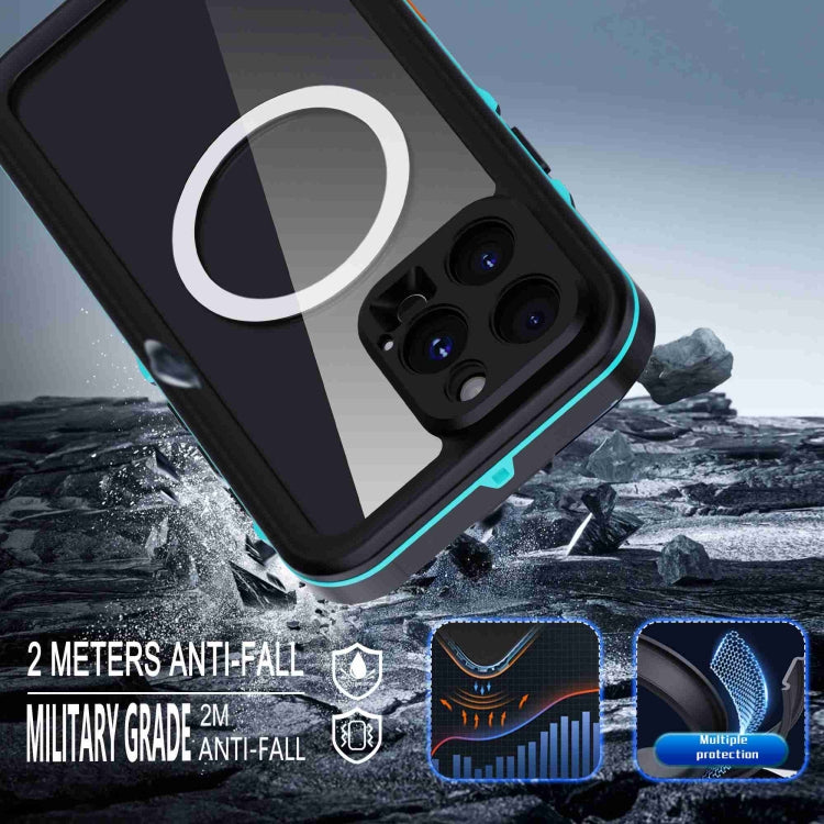 For iPhone 16 Pro Max RedPepper Transparent Dot IP68 Waterproof Triple-proof MagSafe Phone Case(Black Blue) - iPhone 16 Pro Max Cases by RedPepper | Online Shopping South Africa | PMC Jewellery | Buy Now Pay Later Mobicred