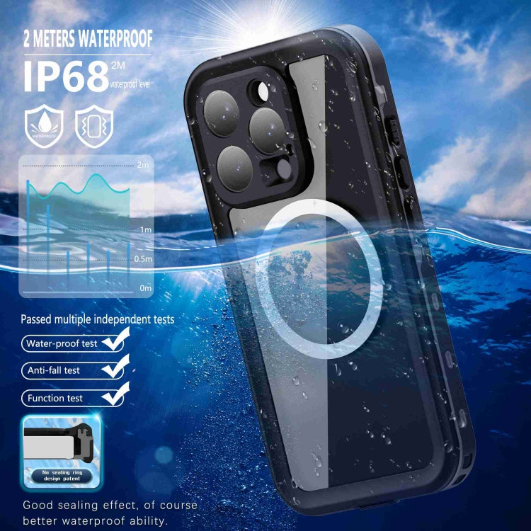 For iPhone 16 Pro Max RedPepper Transparent Dot IP68 Waterproof Triple-proof MagSafe Phone Case(Black Dark Grey) - iPhone 16 Pro Max Cases by RedPepper | Online Shopping South Africa | PMC Jewellery | Buy Now Pay Later Mobicred