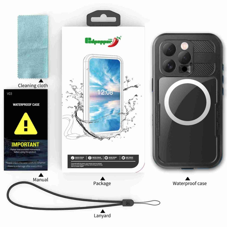 For iPhone 16 Pro Max RedPepper IP68 Waterproof Triple-proof MagSafe Phone Case(Black) - iPhone 16 Pro Max Cases by RedPepper | Online Shopping South Africa | PMC Jewellery | Buy Now Pay Later Mobicred