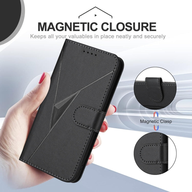 For Samsung Galaxy S25 5G Triangle Pattern Buckle Clasp Leather Phone Case(Black) - Galaxy S25 5G Cases by PMC Jewellery | Online Shopping South Africa | PMC Jewellery | Buy Now Pay Later Mobicred