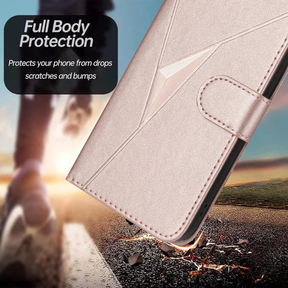 For Samsung Galaxy S25 5G Triangle Pattern Buckle Clasp Leather Phone Case(Rose Gold) - Galaxy S25 5G Cases by PMC Jewellery | Online Shopping South Africa | PMC Jewellery | Buy Now Pay Later Mobicred