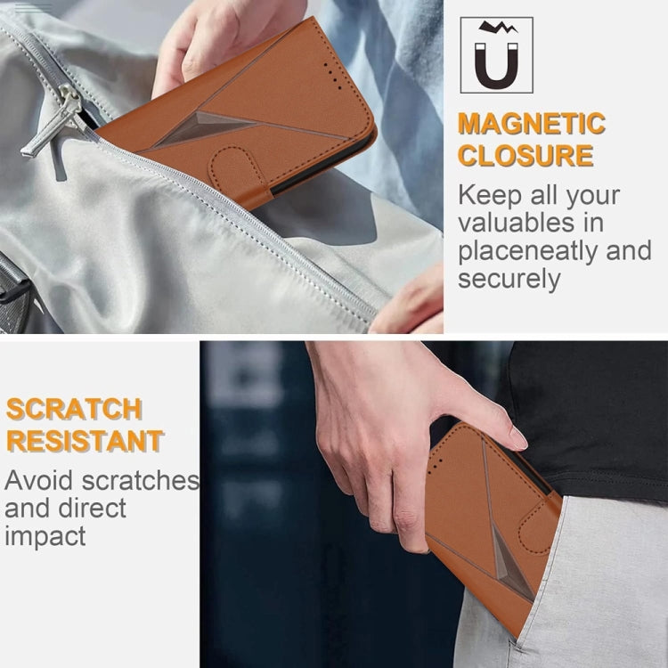 For Samsung Galaxy S25+ 5G Triangle Pattern Buckle Clasp Leather Phone Case(Brown) - Galaxy S25+ 5G Cases by PMC Jewellery | Online Shopping South Africa | PMC Jewellery | Buy Now Pay Later Mobicred