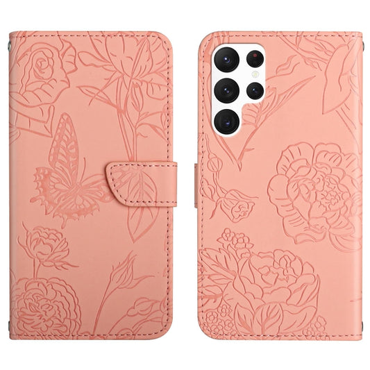 For Samsung Galaxy S25 Ultra 5G Skin Feel Butterfly Embossed Flip Leather Phone Case(Pink) - Galaxy S25 Ultra 5G Cases by PMC Jewellery | Online Shopping South Africa | PMC Jewellery | Buy Now Pay Later Mobicred