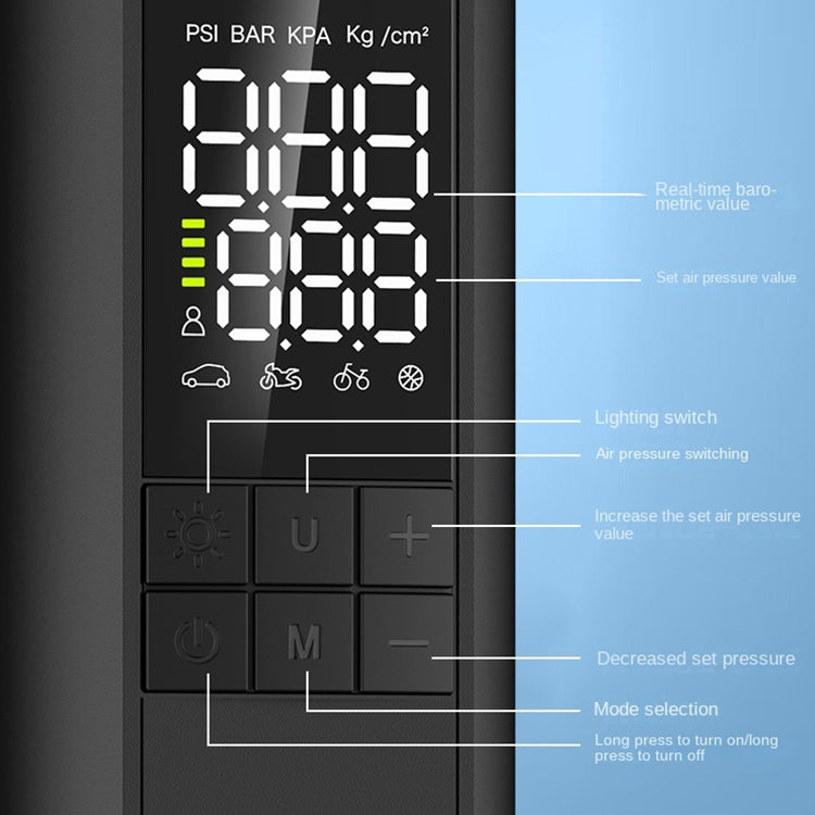 T7 Car Digital Display Portable Smart Electric Air Pump(Black) - Inflatable Pump by PMC Jewellery | Online Shopping South Africa | PMC Jewellery | Buy Now Pay Later Mobicred