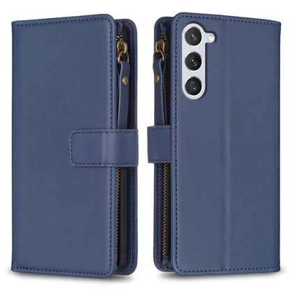 For Samsung Galaxy S25 5G 9 Card Slots Zipper Wallet Leather Flip Phone Case(Blue) - Galaxy S25 5G Cases by PMC Jewellery | Online Shopping South Africa | PMC Jewellery | Buy Now Pay Later Mobicred