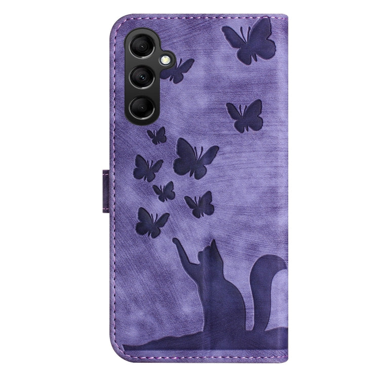 For Samsung Galaxy S25+ 5G Butterfly Cat Embossing Flip Leather Phone Case(Purple) - Galaxy S25+ 5G Cases by PMC Jewellery | Online Shopping South Africa | PMC Jewellery | Buy Now Pay Later Mobicred