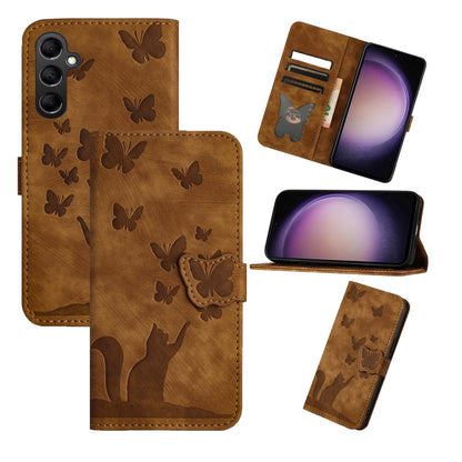 For Samsung Galaxy S25+ 5G Butterfly Cat Embossing Flip Leather Phone Case(Brown) - Galaxy S25+ 5G Cases by PMC Jewellery | Online Shopping South Africa | PMC Jewellery | Buy Now Pay Later Mobicred