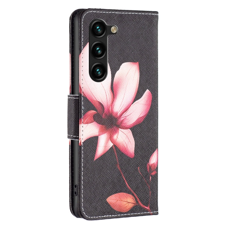 For Samsung Galaxy S25+ 5G Colored Drawing Pattern Leather Phone Case(Lotus) - Galaxy S25+ 5G Tempered Glass by PMC Jewellery | Online Shopping South Africa | PMC Jewellery | Buy Now Pay Later Mobicred