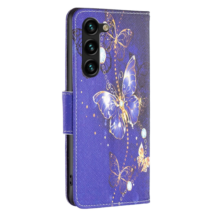 For Samsung Galaxy S25+ 5G Colored Drawing Pattern Leather Phone Case(Purple Butterfly) - Galaxy S25+ 5G Tempered Glass by PMC Jewellery | Online Shopping South Africa | PMC Jewellery | Buy Now Pay Later Mobicred