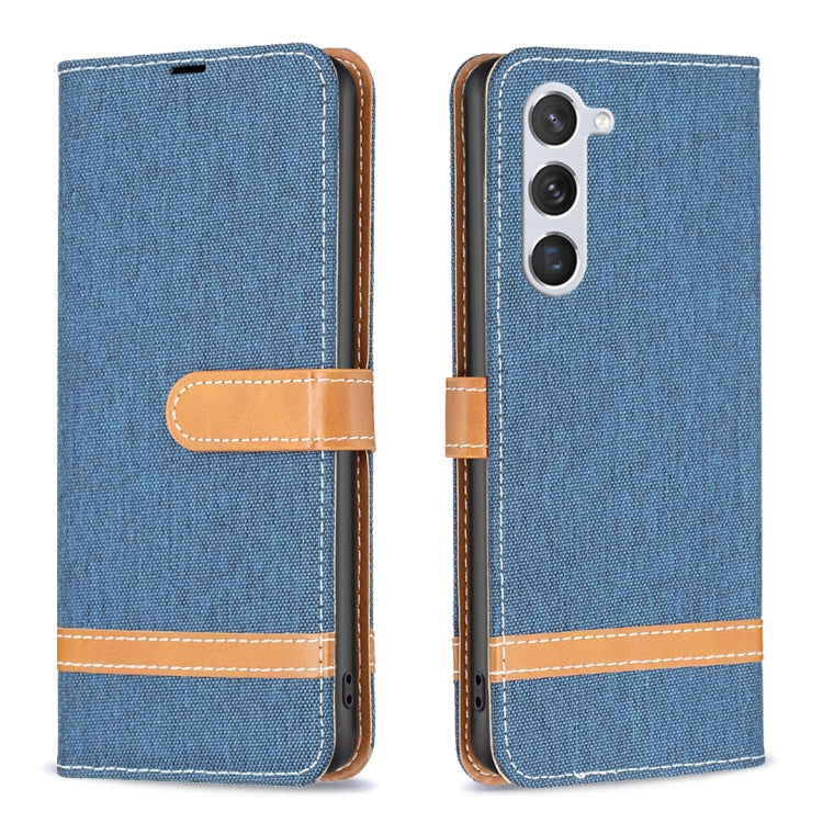 For Samsung Galaxy S25 5G Color Block Denim Texture Leather Phone Case(Dark Blue) - Galaxy S25 5G Cases by PMC Jewellery | Online Shopping South Africa | PMC Jewellery | Buy Now Pay Later Mobicred