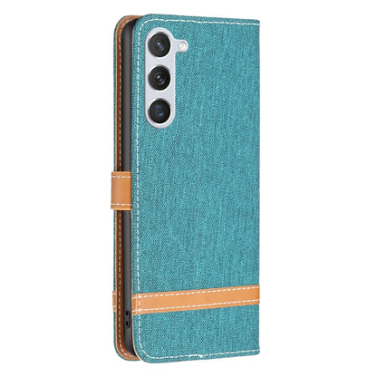 For Samsung Galaxy S25 5G Color Block Denim Texture Leather Phone Case(Green) - Galaxy S25 5G Cases by PMC Jewellery | Online Shopping South Africa | PMC Jewellery | Buy Now Pay Later Mobicred