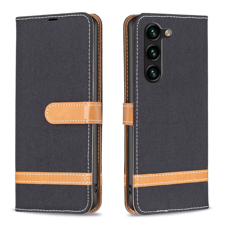 For Samsung Galaxy S25+ 5G Color Block Denim Texture Leather Phone Case(Black) - Galaxy S25+ 5G Cases by PMC Jewellery | Online Shopping South Africa | PMC Jewellery | Buy Now Pay Later Mobicred