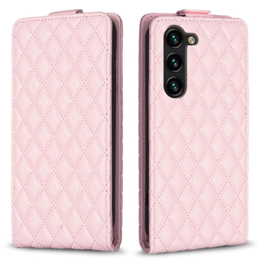 For Samsung Galaxy S25 5G Diamond Lattice Vertical Flip Leather Phone Case(Pink) - Galaxy S25 5G Cases by PMC Jewellery | Online Shopping South Africa | PMC Jewellery | Buy Now Pay Later Mobicred